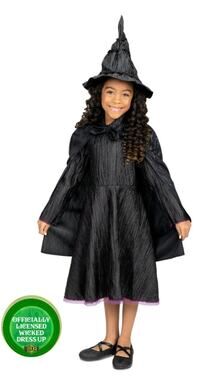 Wicked Deluxe Elphaba Black Dress & Accessories Girls Child Dress Up Size 4-6X